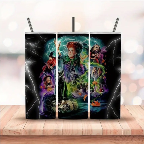 Hocus Pocus 20 ounce Stainless Steel Tumbler With Straw, NWT - Picture 6 of 6